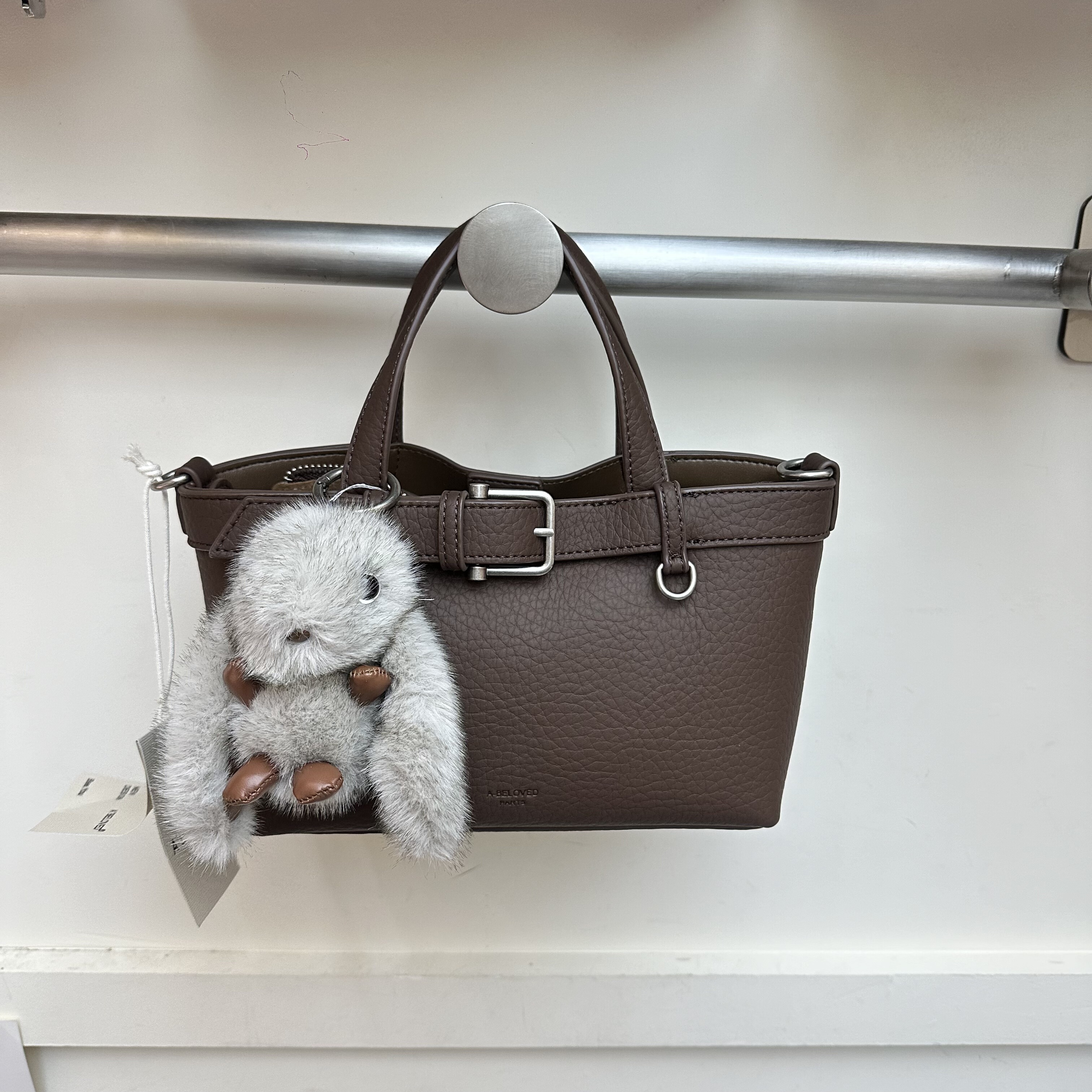 兔子挂饰荔枝纹韩版手提菜篮子包包新款复古休闲时尚简约斜挎百搭