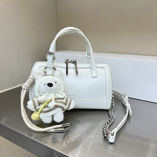 新款 枕头包手提包链条斜挎实用百搭女包 复古休闲慵懒风软皮横版