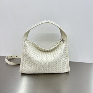 新款牛皮编织手提包大容量轻便复古休闲慵懒风软皮斜挎女包真皮包