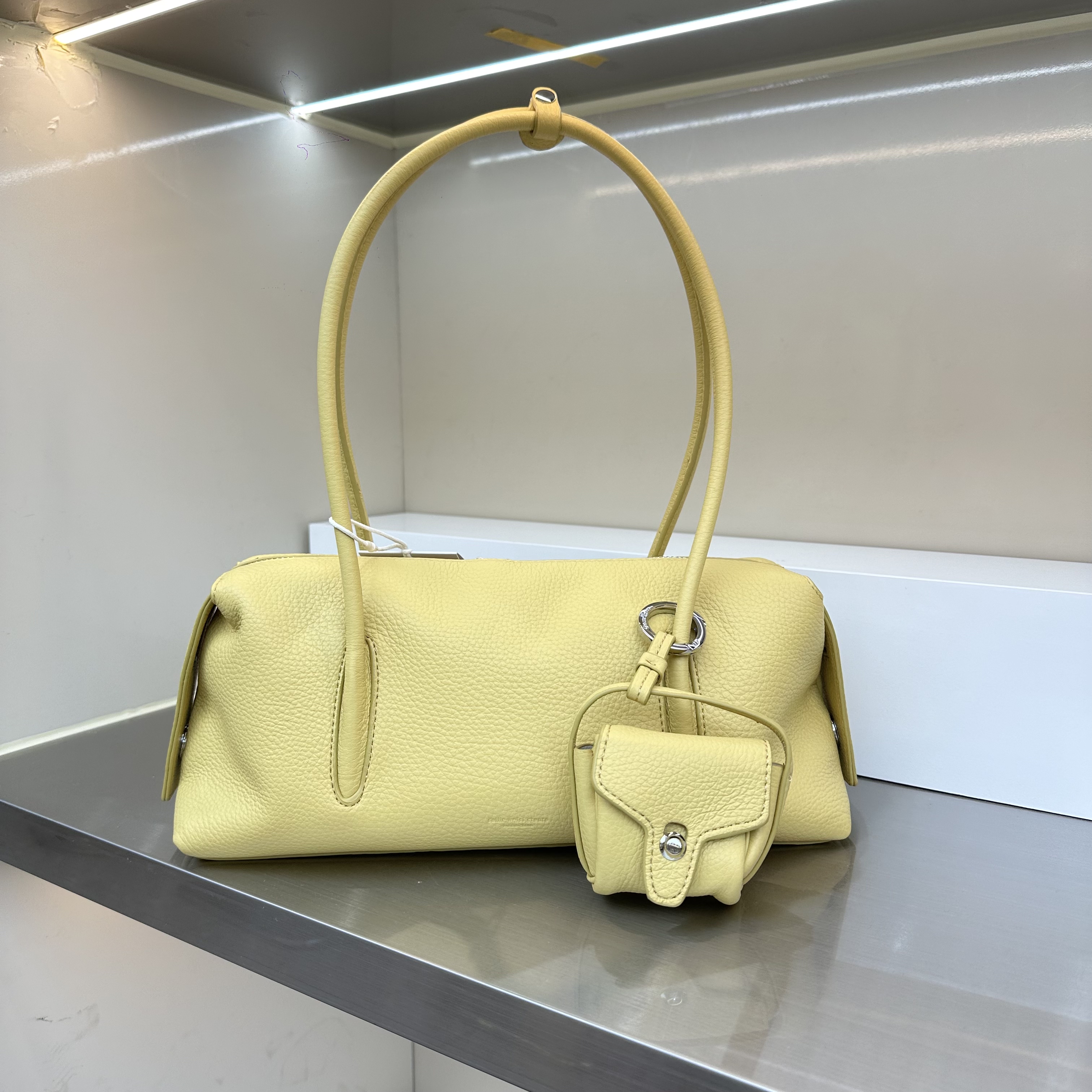 新款复古休闲慵懒风软皮荔枝纹单肩腋下轻便大容量韩版保龄球包包