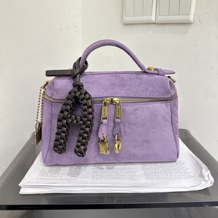 玛莎新款手提轻便大容量盒子包复古休闲慵懒风软皮斜挎女包韩版