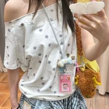 美式复古辣妹星星印花翅膀绣花短袖t恤女夏季新款修身短款上衣潮
