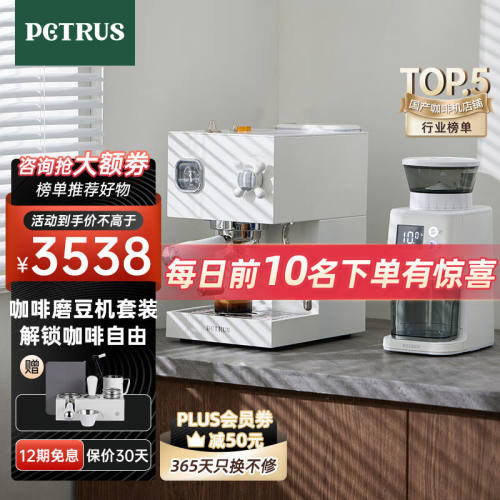 柏翠（petrus）咖啡机双锅炉双水泵家用复古全半自动意式带蒸汽奶