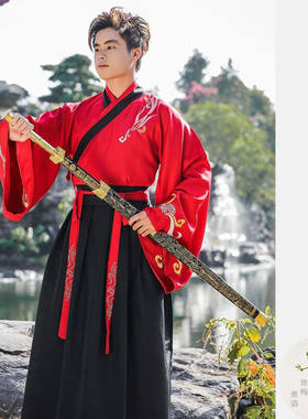 知藤国风飞鱼服汉服男新款日常汉服女中国风交领齐腰春秋款年会演