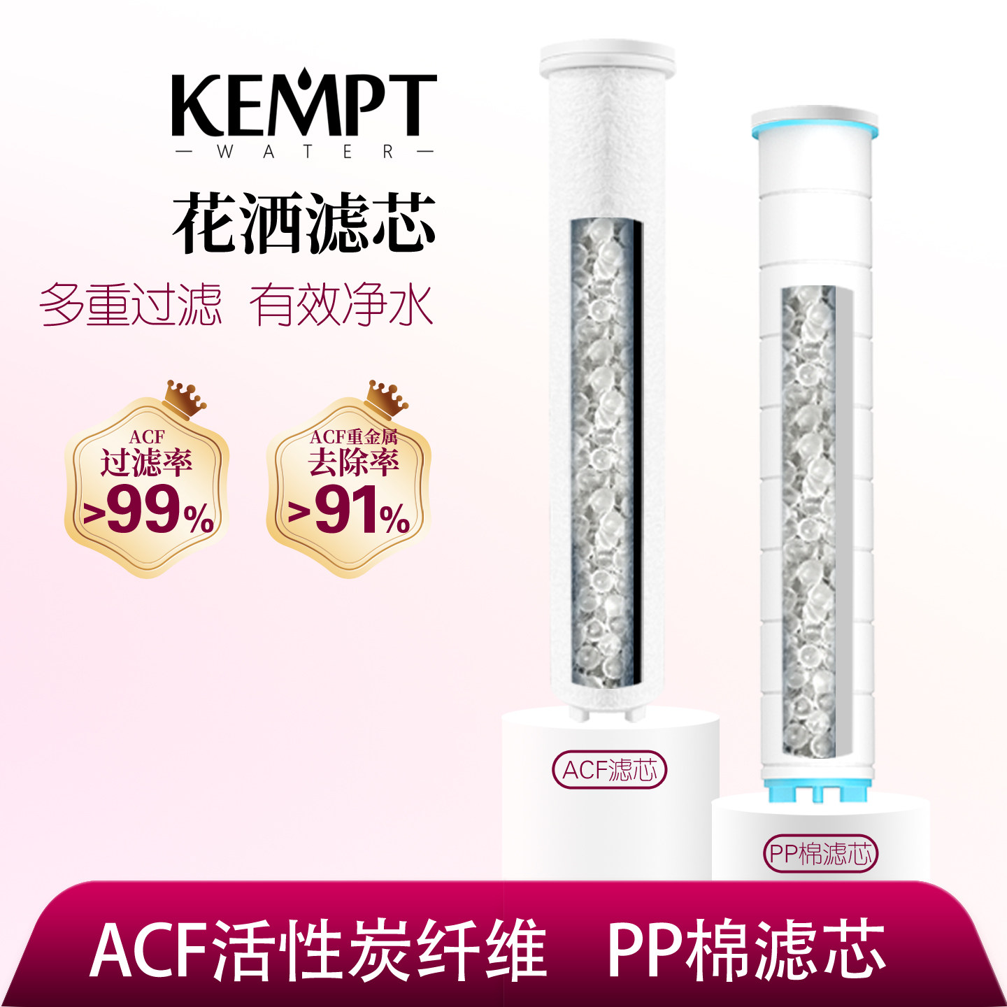 ACF花洒专用过滤棉芯净水滤芯膜除氯进口滤棒配件净化淋浴喷头133图片
