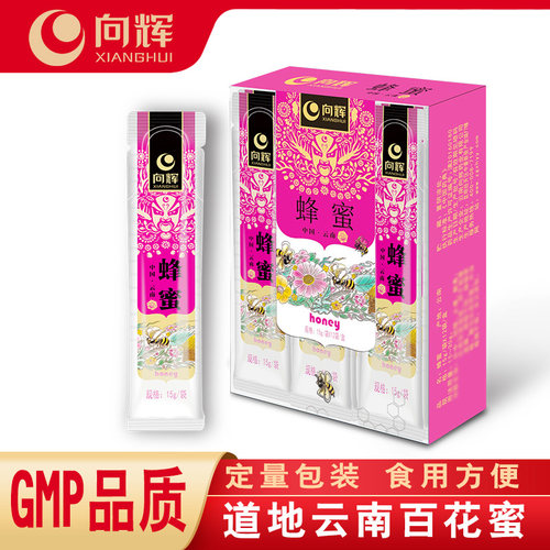 向辉蜂蜜15g×12袋正品官方旗舰店云南正宗百花蜜结晶蜜小袋装