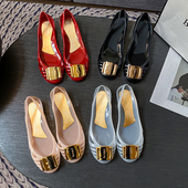 女时尚 外穿果冻鞋 女防滑低帮方扣塑料凉鞋 雨鞋 镂空坡跟休闲沙滩鞋