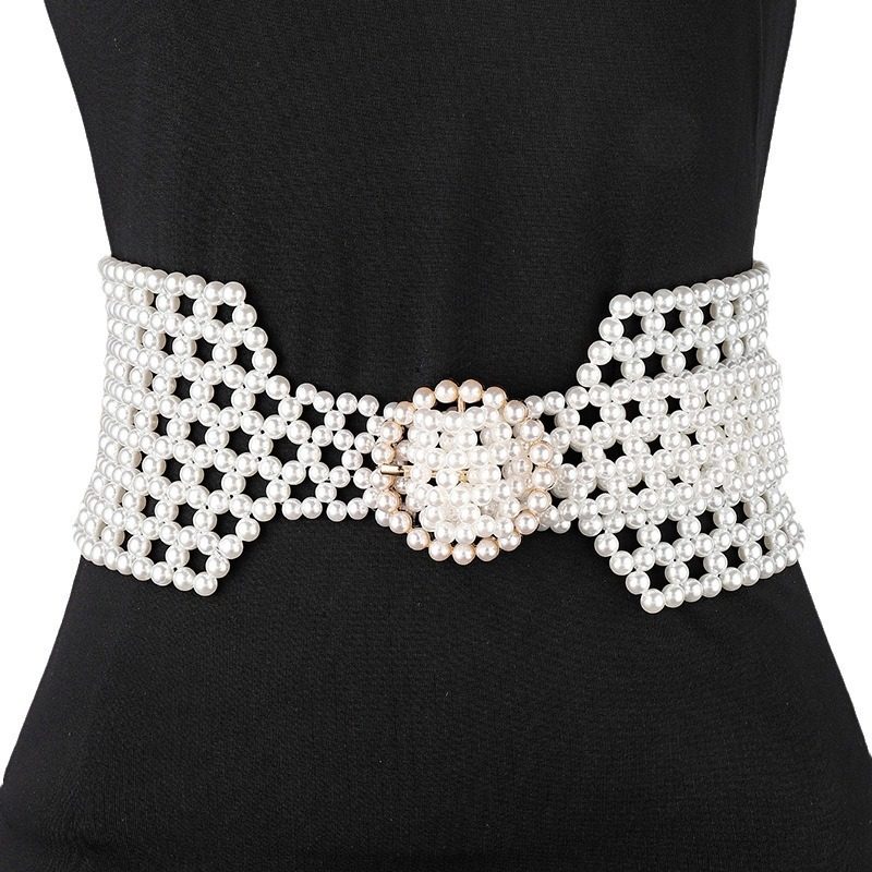 外贸女士腰带腰链腰封 大珍珠复古日系韩版百搭优雅束腰显瘦民族