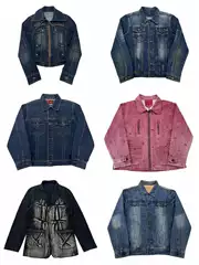Vintage American Retro Washed Denim Bf Amekaji Second-Hand Hong Kong Style Unisex Distressed Jacket N58