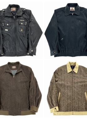 vintage古着棒球服复古哈灵顿工装阿美咔叽港风做旧秋冬外套V417