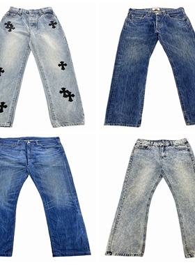 vintage古着牛仔裤美式复古做旧工装裤阿美咔叽风男女直筒长裤T15