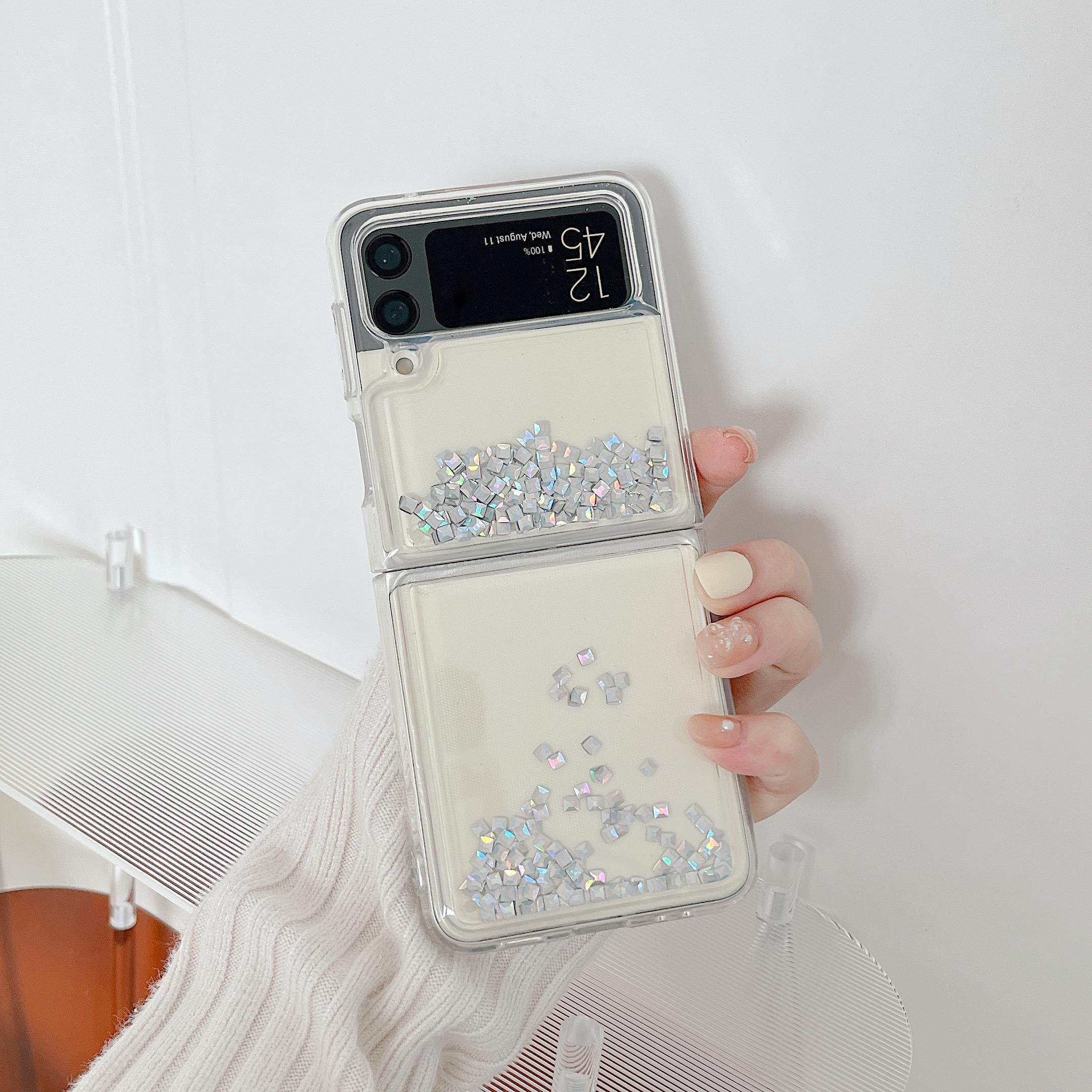 ins立体钻流沙手机壳三星zflip4