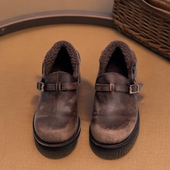 Mantova曼托瓦新款 女 低跟加绒一脚蹬单鞋 乐福鞋 手工水洗马皮鞋