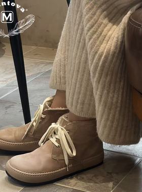Mantova冬季新款棉鞋水洗马皮羊毛短靴勃肯系带通勤百搭保暖抗风