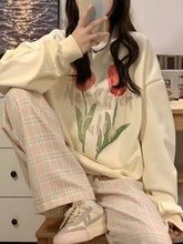 宽松外套女情侣同款 胖M女装 学生潮流 卫衣2022春秋字母新款 拍三件