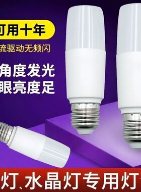 led柱形灯家用吊灯水晶灯护眼节能220V客厅卧室厨房大螺口E27白光