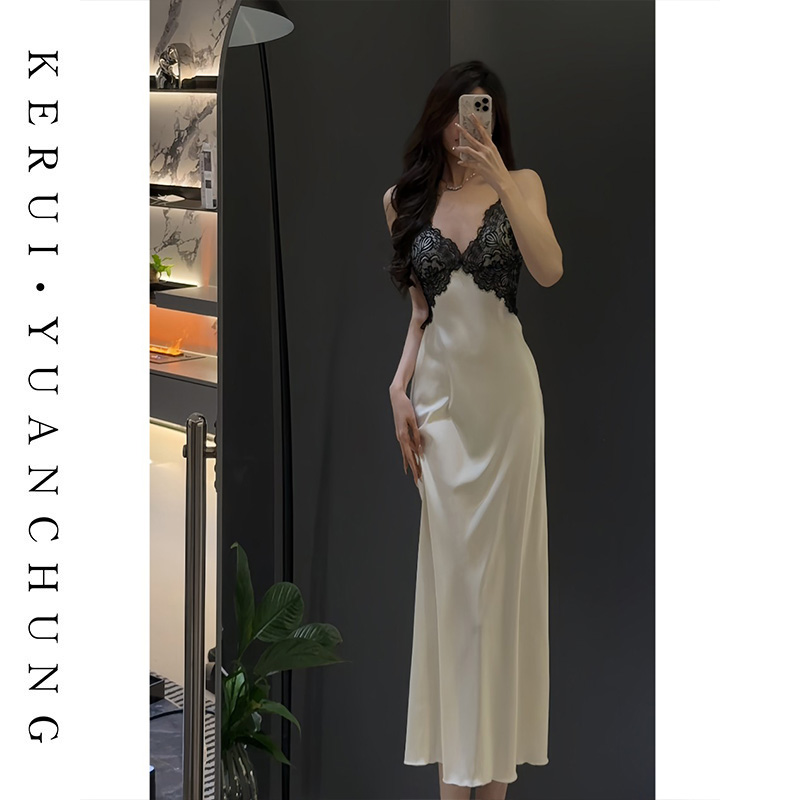 带胸垫睡裙女纯欲风性感吊带蕾丝