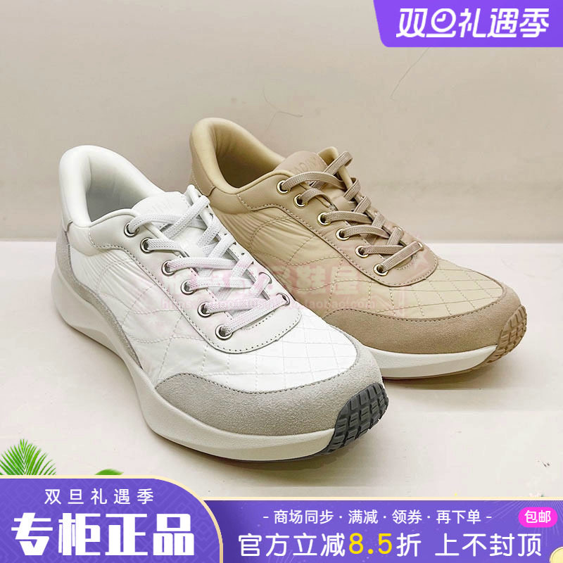 正品卡迪娜女鞋2025春新款圆头系带平底透气运动单鞋KCS258802