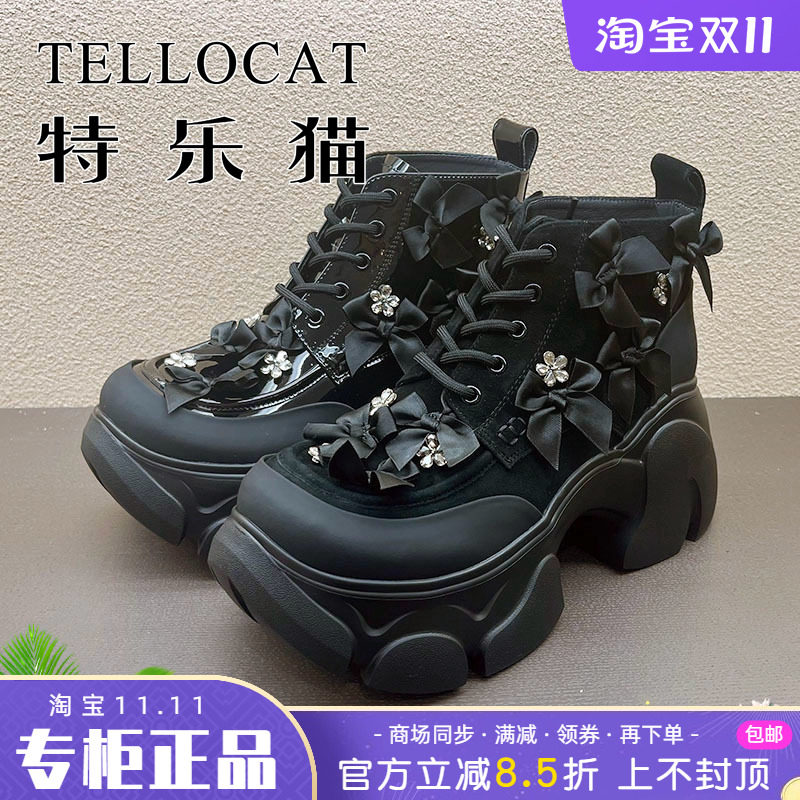 正品特乐猫女鞋热销秋新款中跟厚底户外马丁靴短靴时尚舒适个性