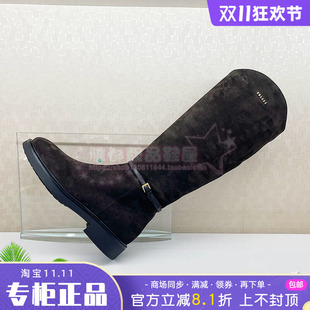 蹀愫ts女鞋2026秋季新款圆头粗跟中跟圆头长靴T7670-02