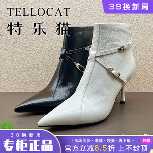 正品TELLOCAT特乐猫女靴2025秋新款高跟细跟尖头短靴时尚性感