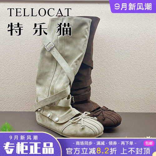 正品TELLOCAT特乐猫女靴2026秋新款内增高中跟圆头长靴时尚性感