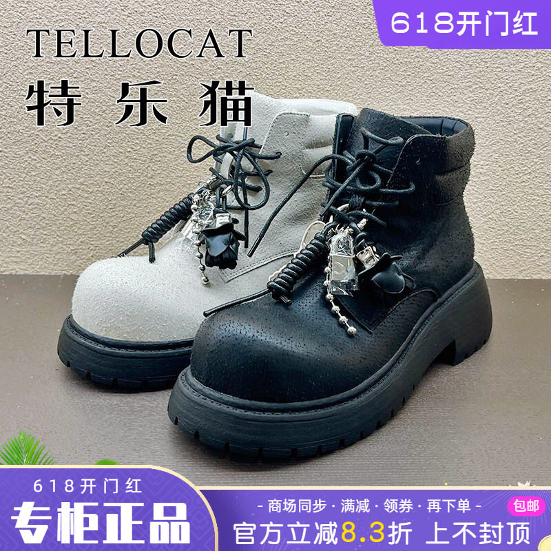 正品TELLOCAT特乐猫女靴2025冬新款中跟厚底休闲细带高帮时尚