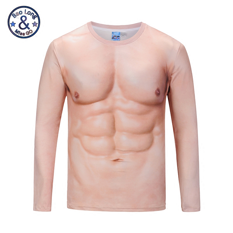 猛男肌肉长袖T恤个性年会表演