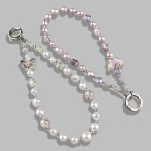 超精致珍珠贝母手机链女士高端手腕手机挂链闪亮水晶珠子手机挂绳