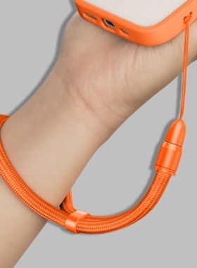 新款橙色手机挂绳手腕短款高级手机壳挂绳孔专用手机链超结实防丢