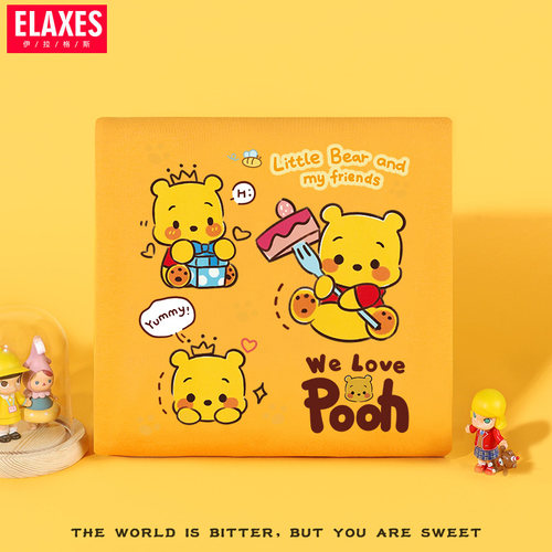 短袖卡通洋气涂鸦维尼小熊情侣装