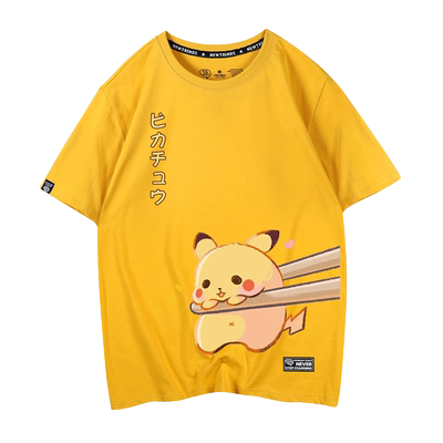 短袖卡通皮卡丘可达鸭情侣装