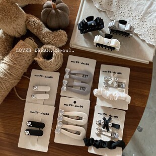 黑色双面蝴蝶结抓刘海夹鲨鱼大号感盘发发夹后脑勺头饰几何元素