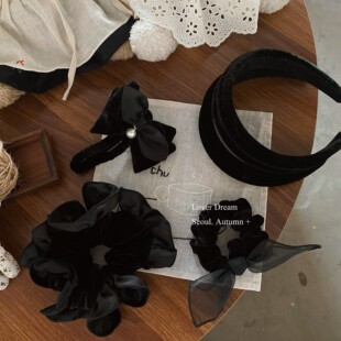 韩国秋冬新款黑色丝绒蝴蝶结大肠发圈 复古时尚小香风头饰发饰女
