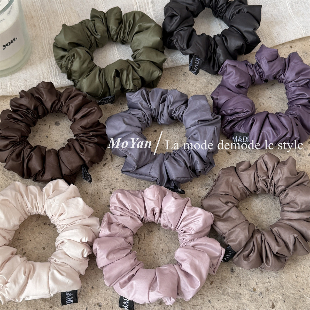 蓬松小泡芙羽绒服面料小肠发圈温柔不伤发扎头发马尾头花褶皱发绳