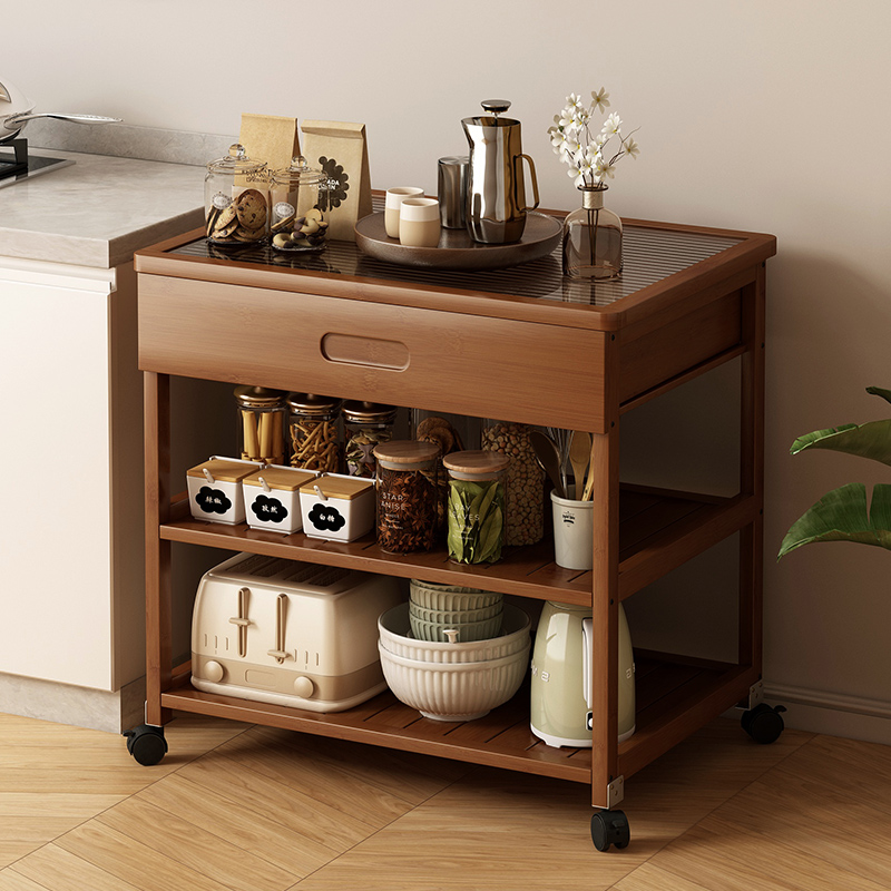 带轮移动茶几小茶车茶水架茶桌边几置物架多层茶叶罐子收纳摆放架