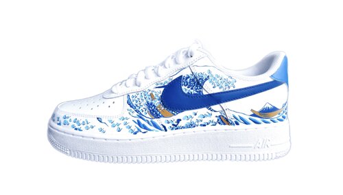 【鲸鱼星系】浮世绘神奈川冲浪里 手工绘制 af1 球鞋定制 不含鞋