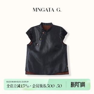 中国风上衣6011203 斜襟新中式 宫小妍 香云纱·空谷幽幽