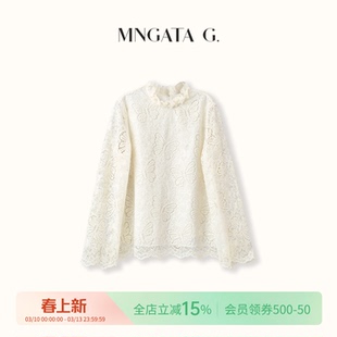 宫小妍【花边立领】镂空蝴蝶新中式国风长袖上衣5110651