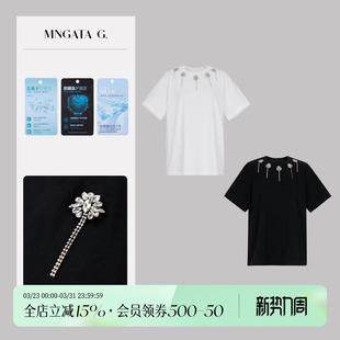 女装 纯棉夏日波嬉新中式 手工流苏钻上衣50125 银花 宫小妍