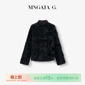 宫小妍 胎象羔定染香云纱双面穿皮草外套5071644 九万紫