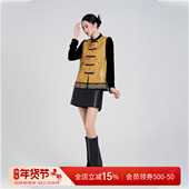 早春新中式 曼加塔 黄白游 蚕丝拼水貂毛外穿坎肩马甲