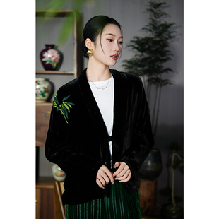 曼加塔【禅意竹叶】早秋新中式中国风桑蚕丝外套4062141