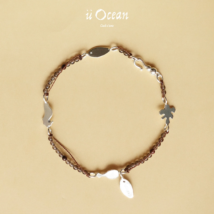 u Ocean【阿斯旺Aswan】茶晶雕刻925银手工感海洋元素编织手链