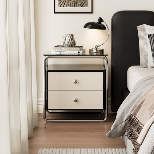 谷及包豪斯双层木简约现代床头柜