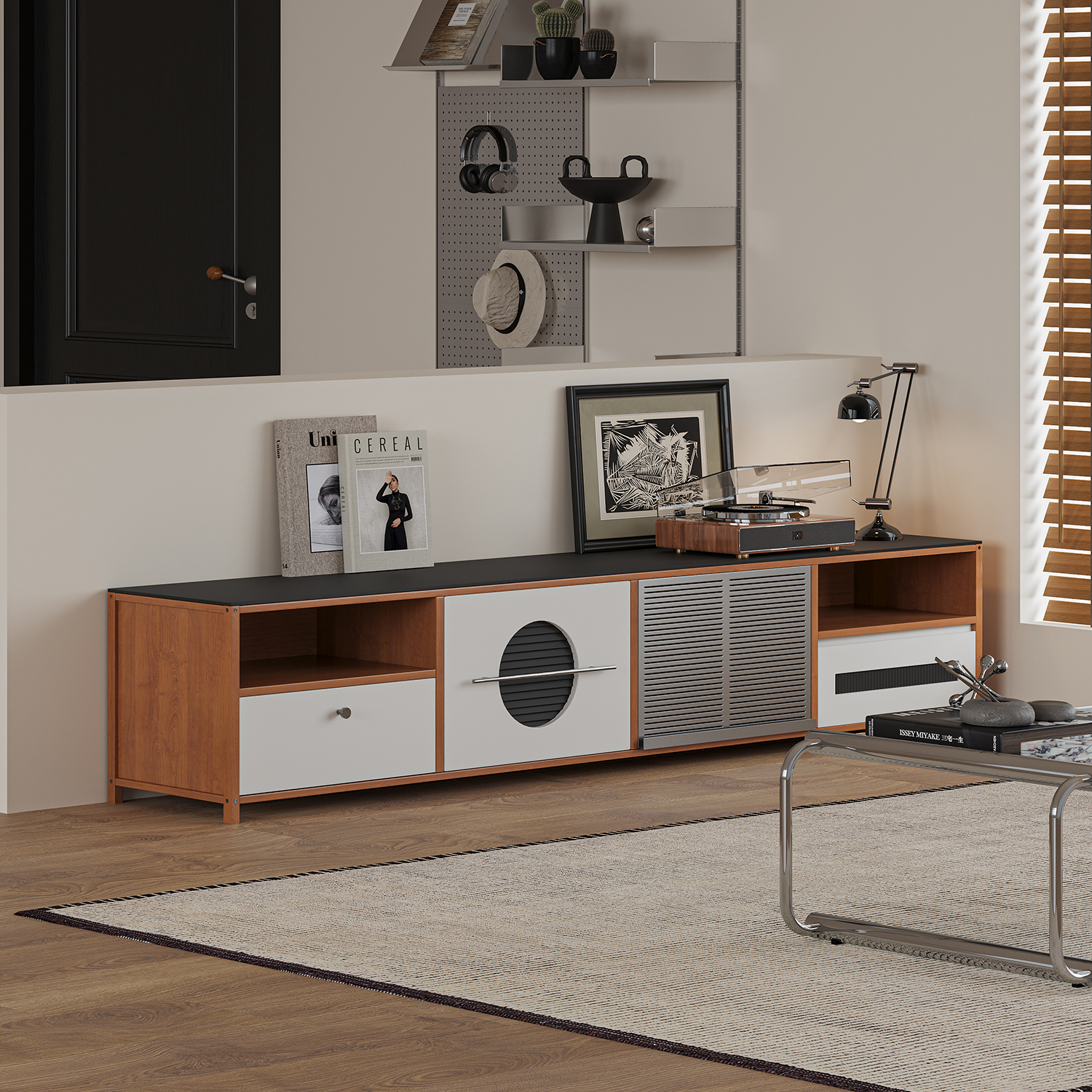 谷及调性复古实木电视柜储藏收纳