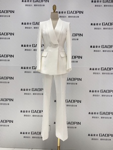 2024春秋新款 女青果领气质两件套高级感西服礼服 套装 白色职业西装