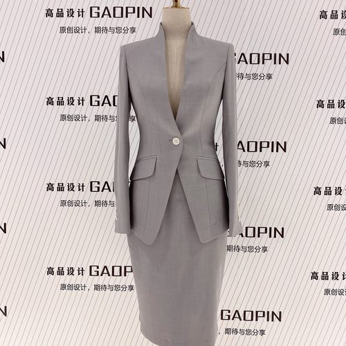 2025新款灰色西装职业包臀裙商务