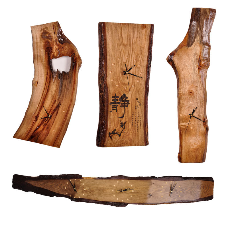 原创木艺手工制品 香樟木创意挂钟 宾馆酒店 年轮时钟 可雕刻图文