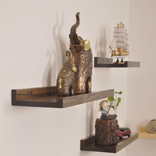 实木墙上收纳置物架打孔北欧式 饰搁板 一字隔板电视墙客厅壁挂装